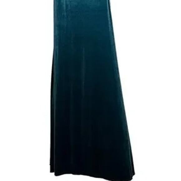 NWT After Six Lux Velvet Flutter Sleeve V Neck Maxi Dress Pockets 6 Dutch Blue - Picture 4 of 15